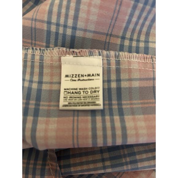 MIzzen+Main Men’s Standard Button Down Blue Pink Plaid Shirt Made In USA Size XL - Picture 13 of 14